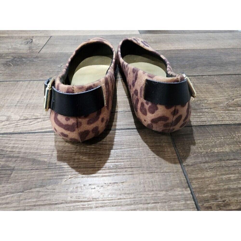 Christian Siriano Cheetah Leopard Print Suede Flats W Gold Buckle Detail SZ 8 - Picture 6 of 8